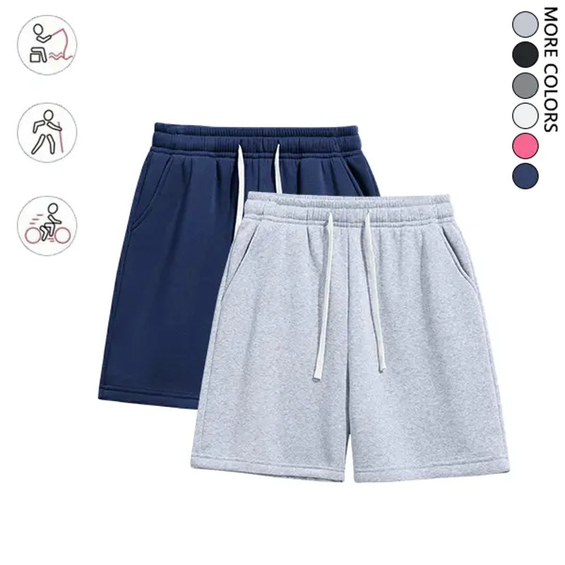 Summervibes2-Pack Men’S Knit Shorts, Loose Fit, Versatile, Mid-Thigh Length with Drawstring, Street Style, Comfortable for Everyday Wear