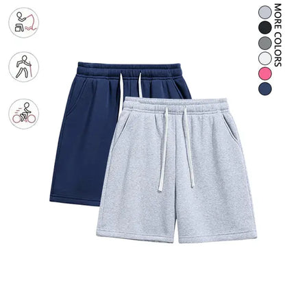 Summervibes2-Pack Men’S Knit Shorts, Loose Fit, Versatile, Mid-Thigh Length with Drawstring, Street Style, Comfortable for Everyday Wear