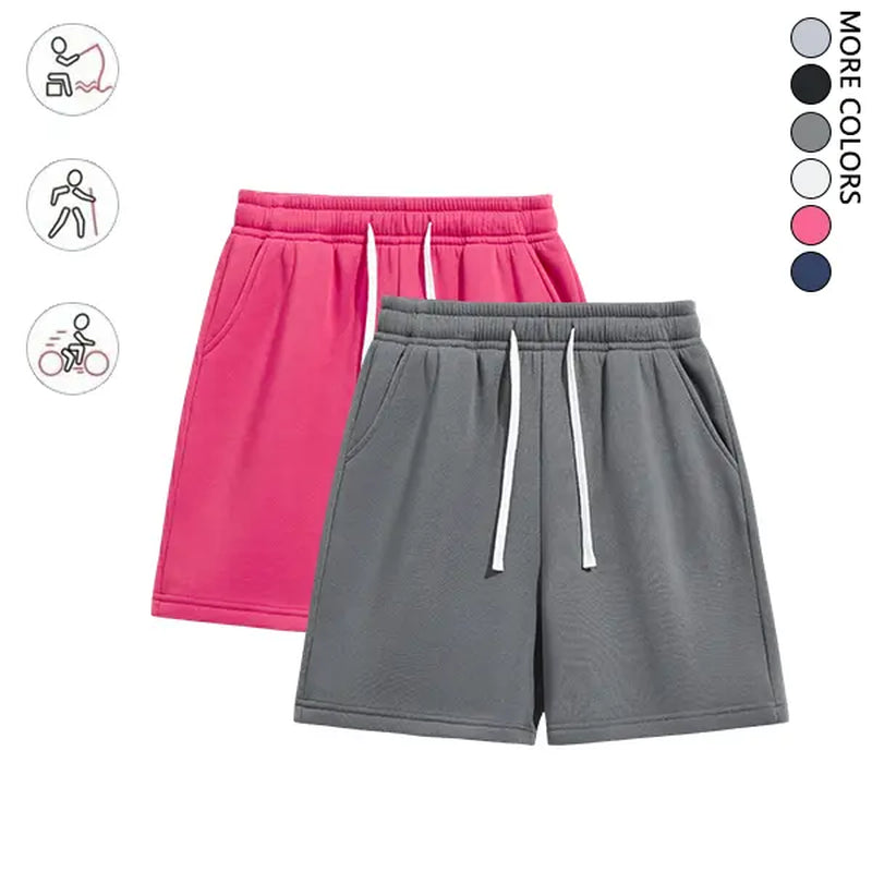 Summervibes2-Pack Men’S Knit Shorts, Loose Fit, Versatile, Mid-Thigh Length with Drawstring, Street Style, Comfortable for Everyday Wear