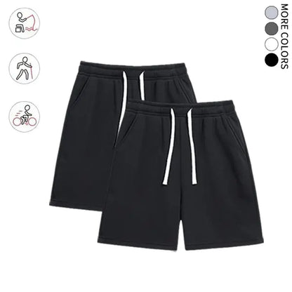 Summervibes2-Pack Men’S Knit Shorts, Loose Fit, Versatile, Mid-Thigh Length with Drawstring, Street Style, Comfortable for Everyday Wear