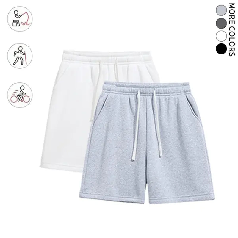 Summervibes2-Pack Men’S Knit Shorts, Loose Fit, Versatile, Mid-Thigh Length with Drawstring, Street Style, Comfortable for Everyday Wear