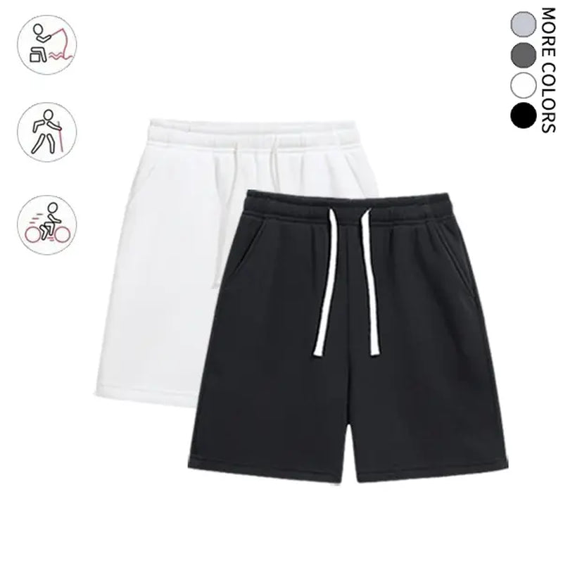 Summervibes2-Pack Men’S Knit Shorts, Loose Fit, Versatile, Mid-Thigh Length with Drawstring, Street Style, Comfortable for Everyday Wear
