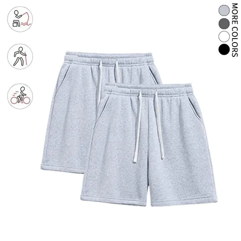 Summervibes2-Pack Men’S Knit Shorts, Loose Fit, Versatile, Mid-Thigh Length with Drawstring, Street Style, Comfortable for Everyday Wear