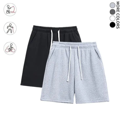 Summervibes2-Pack Men’S Knit Shorts, Loose Fit, Versatile, Mid-Thigh Length with Drawstring, Street Style, Comfortable for Everyday Wear